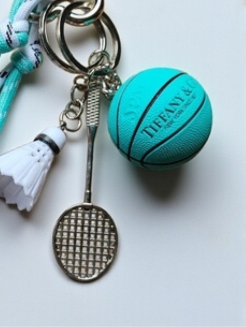 Fashion Turquoise And Silver Sports Charm Keychain Fun NEW